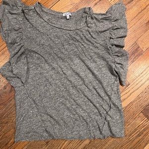 Splendid size small grey flutter sleeve top